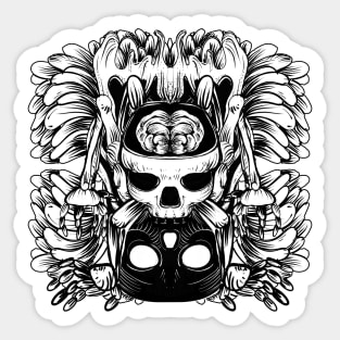 Skull and Brain Sticker